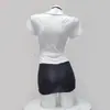 Roupa Sexy de Secretária Lingerie com Saia Bodycon, Estilo Puro Desejo, Uniforme Provocante para Busto Pequeno Roupa de Dormir para Mulheres 2808