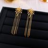 Brincos Europeus e Americanos com Zircônia em Forma de Gota e Franjas, Exquisitos e Únicos, Brincos de Temperamento Elegante, Acessórios de Orelha com Franjas Modernos e Personalizados