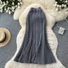 Falda plisada de cintura alta estilo coreano para mujer, falda línea A para ir al trabajo, adelgazante y elegante, falda de punto suave de longitud media, Otoño 2026