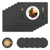 Manteles individuales creativos de cuero tejido a doble cara estilo nórdico, tapetes de mesa resistentes al calor, añadiendo un toque de lujo a hoteles y hogares, previniendo quemaduras