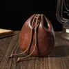 Bolsa para monedas de cuero encerado con cordón Estilo Retro Mini Cuero Suave Bolsa Pequeña de la Suerte Becerro Completo Joyería Monedas Cartera Pequeña
