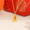 Colar Transfronteiriço de Aço Inoxidável Série de Natal Alce Meias de Natal Papai Noel Cajado Banhado a Ouro 18K Colar à Prova d'Água
