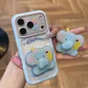 Lindo elefantito soporte se transforma instantáneamente en una funda para iPhone 17 Pro Max, adecuada para iPhone 16, funda transparente, dopamina