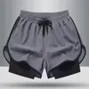 Pantalones Cortos para Hombre para Fitness, Correr, Maratón, Atletismo, Pantalones de Tres Cuartos Holgados, Secado Rápido, Forro Anti-Exposición, Doble Capa de Seda de Hielo, Secado Rápido