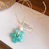 Colar de Corda de Couro com Flor de Resina e Contas Redondas, Acessório de Moda de Verão, Corrente para Clavícula com Design Único para Mulheres