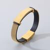 Hao Yi Nuevo Pulsera de Joyería Europea y Americana de AliExpress Pulsera de Marca Curva de Cuero Tejido Pulsera de Acero Inoxidable Grabado