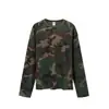 Camiseta de manga longa com estampa de camuflagem waffle estilo rua masculina Jiezhan, novo top raglan de outono para homens e mulheres