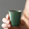 Taza de Té Recta de Celadón del Horno Yue Taza de Cerámica Individual Taza de Maestro Taza Individual Taza para Cata de Té Casera Juego de Té Kung Fu Taza de Té