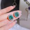 Nuevos y elegantes pendientes de diamantes verdes Paraiba, versátiles, sencillos y lujosos, con forma de huevo de paloma ovalado, pendientes retro para mujer.