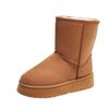 Botas de Nieve Cálidas para Mujer de Caña Media-Alta Popularidad en Comercio Electrónico Transfronterizo Zapatos de Algodón Clásicos Simples de Suela Gruesa y Alta