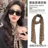 2025 Lenço de Seda Lenço Feminino Moda Coreana Estampado Onda d'Água Pontos Ondulados Marrons Longo Novo Estilo Decoração para Menina