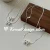 Collar de cuentas con forma de lazo hueco de plata de ley S925, joyería de diseñador coreana de Dongdaemun, estilo dulce, fresco y delicado
