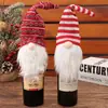 Decoraciones navideñas transfronterizas: Funda sin rostro de Rudolph para botella de vino, funda de punto a rayas de Santa para botella de vino, decoración de mesa