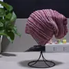 Gorro de Punto a Rayas y de Color Sólido Europeo y Americano Popular en Aliexpress Amazon Otoño e Invierno Unisex Cálido Lana Gorro de Punto