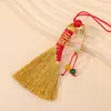 Amuleto da Sorte para o Festival do Meio do Outono para Afastar o Mau Agouro, Pingente de Vassoura Dourada e Caneta, Acessórios de Vassoura Tecidos à Mão para Boa Sorte, Venda por Atacado em Estoque
