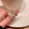 Anillo abierto geométrico estilo frío diseño de nicho femenino anillo liso moda simple personalidad anillo de pareja de circonita