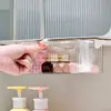 Gabinete de Baño Transparente Sin Taladro Estante de Almacenamiento para Lavabo Cajón de Almacenamiento Tipo Cajón para Lápiz Labial Cosméticos Caja de Almacenamiento de Gabinete con Espejo