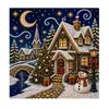 Pintura com diamantes temática de Natal com designs de alienígenas, uma atividade de artesanato DIY para decoração de casa, perfeita para decorações e enfeites de Natal, apresentando um efeito de pintura com diamantes 3D