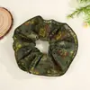 Goma para el Pelo Estilo Bosque Floral Verde con Colores Contrastantes, Diadema Elástica Alta para Coletas y Peinados de Moño, Accesorio para el Cabello para Mujeres