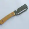 Pelador con Mango de Madera Acero Inoxidable Herramienta Doméstica para Cortar Cebolletas, Pelador de Frutas de Cocina, Cuchillo para Caña de Azúcar, Cuchillo Dentado Multifuncional