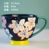 Caneca de café da manhã em cerâmica de alto valor, com relevo pintado à mão, acompanhada de colher, pode ir ao forno de micro-ondas