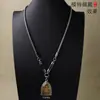 Tubo Amuleto Tailandés Cadena Colgante Buda Cadena de Acero de Titanio Gruesa de 4 mm para Hombres Cadena Colgante Buda Guan Gong Larga 70 cm Oro Plata
