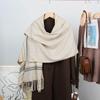 Moda Doce Outono e Inverno Lenço Elegante Atmosfera Japonesa e Coreana Xale com Franjas Lenço Listrado Quente para Mulheres