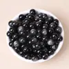 Cuentas sueltas de cristal de obsidiana natural y ágata negra, materiales para pulseras y cortinas DIY, venta al por mayor
