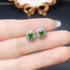 Venta al por mayor de fábrica Pendientes Populares de Diopsido Natural con Incrustaciones de Plata S925 Piedra Principal 3*4 Joyería de Lujo Venta Directa de Fábrica