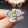 Anillo de Peridoto Natural Popular al por Mayor de Fábrica Plata S925 Incrustado con Piedra Principal 5*7 Joyería de Lujo Venta Directa de Fábrica
