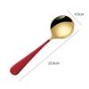 Cuchara de acero inoxidable 304 para vajilla, cuchara de cabeza redonda roja, cuchara creativa de estilo coreano para niños, cuchara para helado, postre y café.