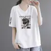 Camiseta feminina de manga curta estilo chinês novo para comércio exterior transfronteiriço, corte solto, tamanhos grandes, modeladora, blusa de meia-manga, blusa básica
