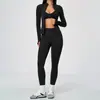 Traje Esportivo de Alta Elasticidade Transfronteiriço Altura Cintura Levantar Glúteos Corrida Conjunto de Três Peças Pilates Treinamento Conjunto Fitness 5112