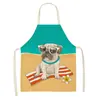 Avental Fofo de Desenho Animado Europeu e Americano Avental de Pescoço Estampado de Cachorro de Animação Avental de Linho para Cozinha Doméstica em Conjunto
