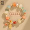 Nueva pulsera de calabaza de jade dorado estilo chino para mujer, jade blanco, cuentas de calabaza bodhi de la fortuna, cuentas de transferencia, venta al por mayor