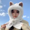 Bufanda Nueva de Moda Otoño e Invierno Calentador de Cuello para Mujer Bonito Sombrero de Felpa de una Pieza Sombrero con Orejas de Zorro para Mujer