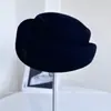 Boina Zg Curva de Dupla Face Feminina Outono e Inverno Chapéu de Feltro de Lã Australiana Top Côncavo m Chapéu Padrão Chapéu Elegante de Moda