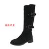 958-4 Botas Largas de Pierna Gruesa y Pantorrilla Ancha Botas Largas Retro de Caballero Botas Altas Ensanchadas Zapatos de Mujer Talla Grande 41-43 Botines