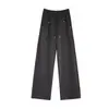 Pantalones de chándal con remaches negros para mujer, Novedad Primavera 2026, Pantalones deportivos de pierna recta estilo americano, Cintura alta, Caída fluida, Sueltos, Casual, Largos
