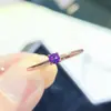 Anillo de Amatista Pura Natural para Mujer Amatista de Sueño Misterioso Cristal Natural Amatista Tamaño 3mm Plata de Ley 925 Montado