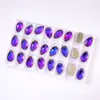 Boutique K9 Cosido a Mano Diamante Blanco Ab Coloridos Zapatos Planos Fondo de Cristal Doble Agujero Forma de Gota de Agua Diamante Ropa DIY Joyería Accesorios de Boda