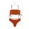 Biquíni de Comércio Exterior Moda Praia Feminina Estilo Ins Coreano Férias Sexy Três Peças Separado Top Tubo Bolha