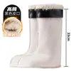 Botas de lluvia interiores engrosadas, cálidas y forradas de felpa para hombre, adecuadas para uso en invierno, disponibles en estilos de caña alta, caña corta y media, así como cubiertas interiores para botas con forro de algodón y forro de felpa y zapatos de agua