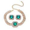 Tendencia de Comercio Exterior Transfronterizo Europa y América Geometría Cuadrada Exagerada Cristal de Color Diamante Multicapa Collar Aretes Traje Accesorios