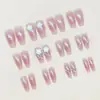 Té de Miel de Rosa Transfronterizo Trapezoidal Largo Rubor Uñas Portables Uñas Postizas Manicura Removible Parches Venta Directa de Fábrica