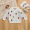 Nuevo Cárdigan de Malla 100% Algodón para Bebés y Niños Pequeños, Niños y Niñas, Chaqueta Vintage de Manga Raglán con Cuello Redondo y Manga Larga, Patrón de Diamantes Coloridos