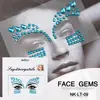 Adesivos de Tatuagem Facial, Adesivos de Diamante de Cristal para a Testa, Adesivos Faciais com Strass, Adesivos Decorativos de Acrílico em Estilo Europeu e Americano