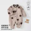 Mameluco de peluche para bebé Clase A con estampado de oso, mameluco con cremallera completa para recién nacidos, traje cálido de otoño e invierno para gateo de bebé