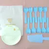 Pastel de cumpleaños cuchillo tenedor plato vela plato de cena plato juego de vajilla plato de papel desechable combinación de cuchillo y tenedor de plástico estampado floral