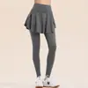 Falda pantalón deportiva de falso dos piezas para mujeres talla grande 100 kg Falda de cintura alta que cubre la cadera, pantalones de yoga de secado rápido para correr